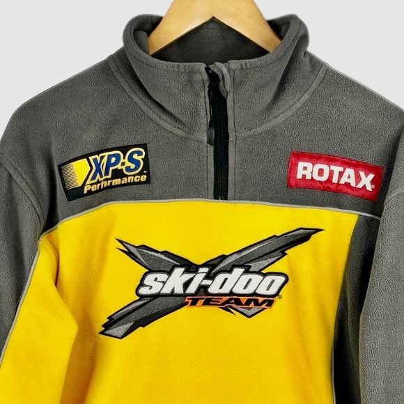 BRP Ski-Doo X Team HiVis Yellow & Grey 2 Pocket 1/4 Zip Micro Fleece Pull Over S - Picture 2 of 11